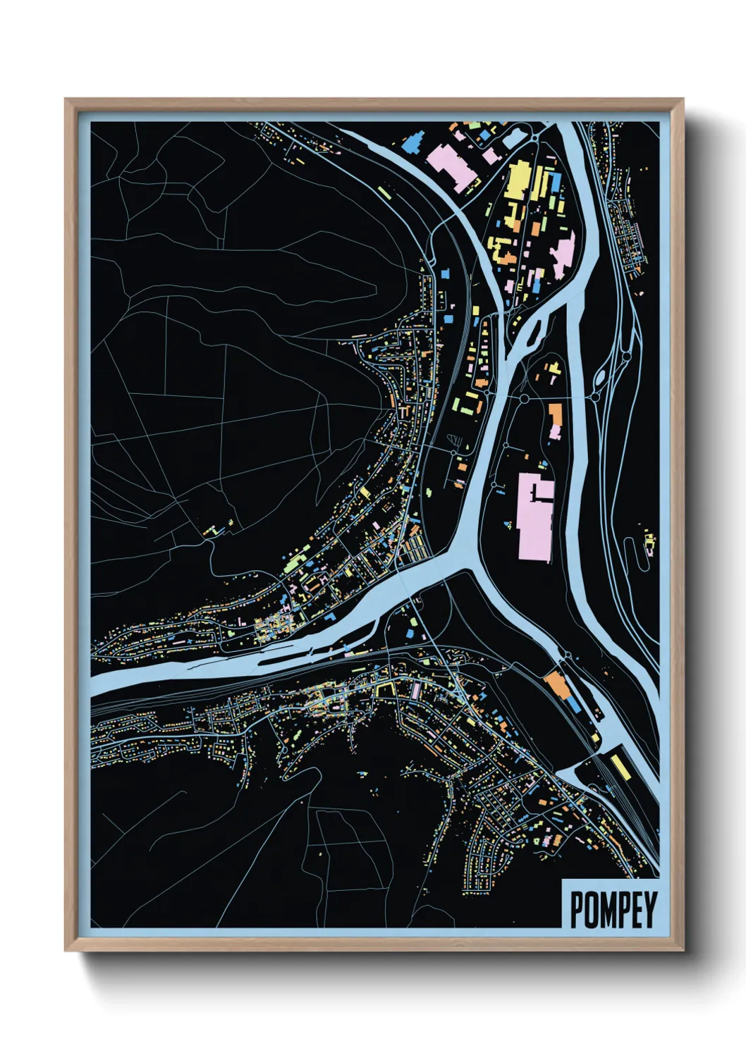 Une affiche de carte sur Pompey