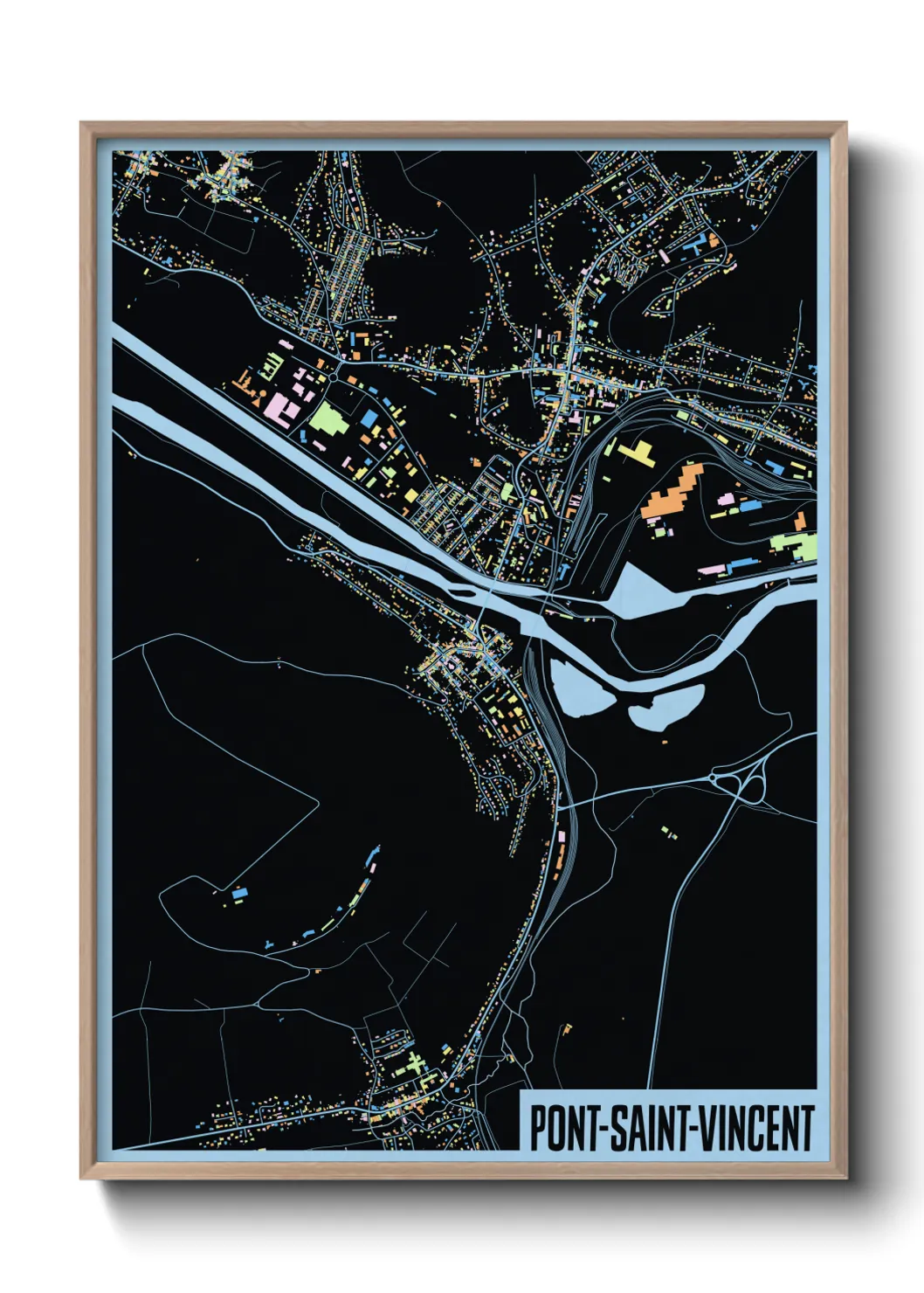 Une affiche de carte sur Pont-Saint-Vincent