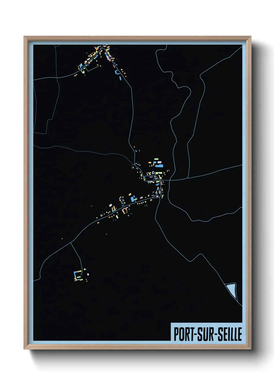 Une affiche de carte sur Port-sur-Seille