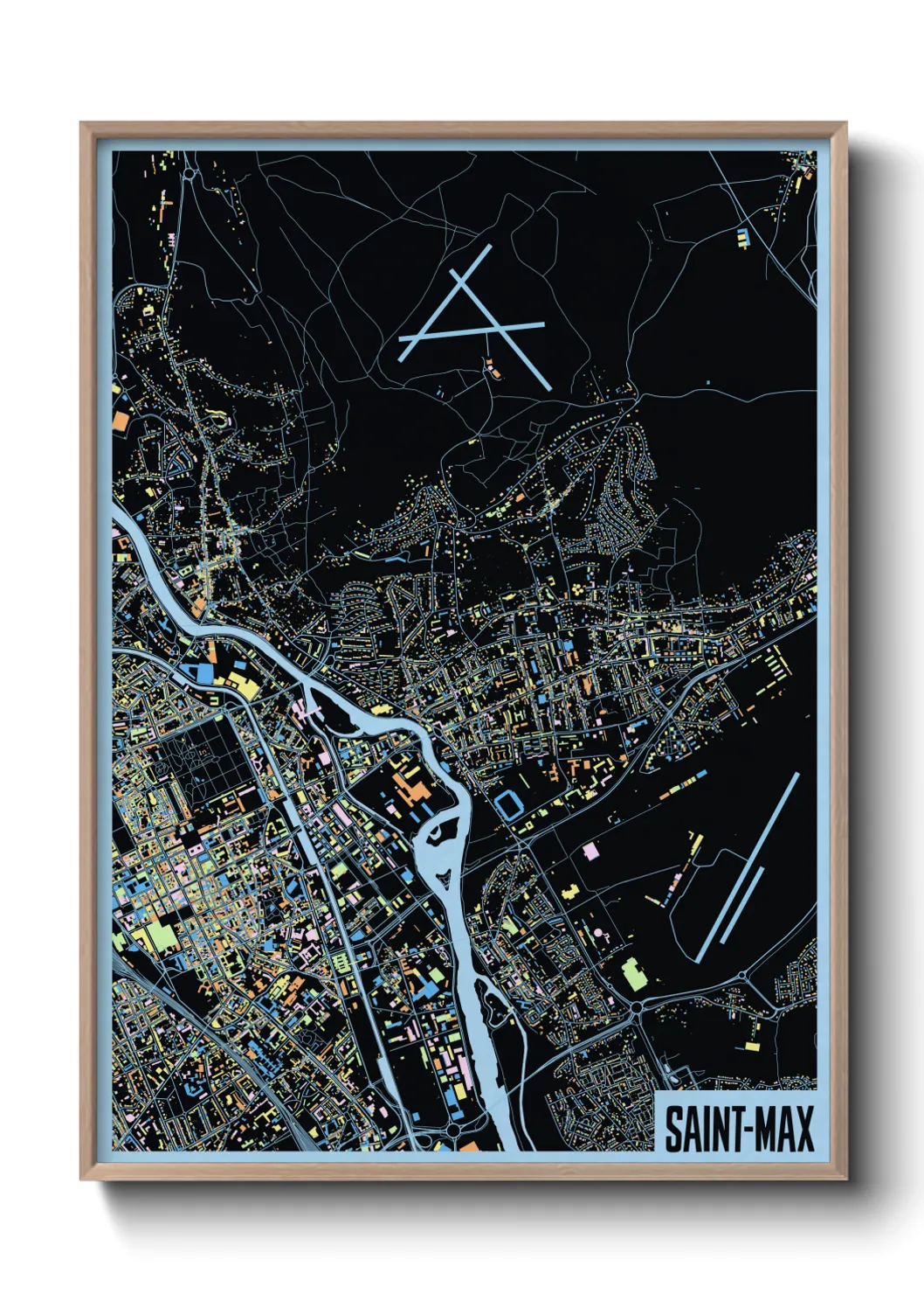 Une affiche de carte sur Saint-Max