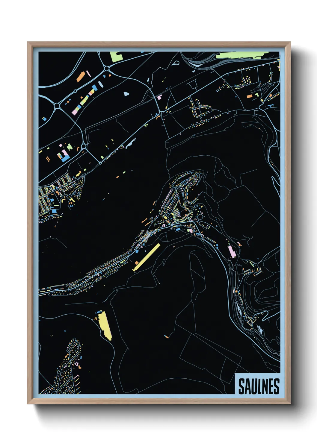 Une affiche de carte sur Saulnes