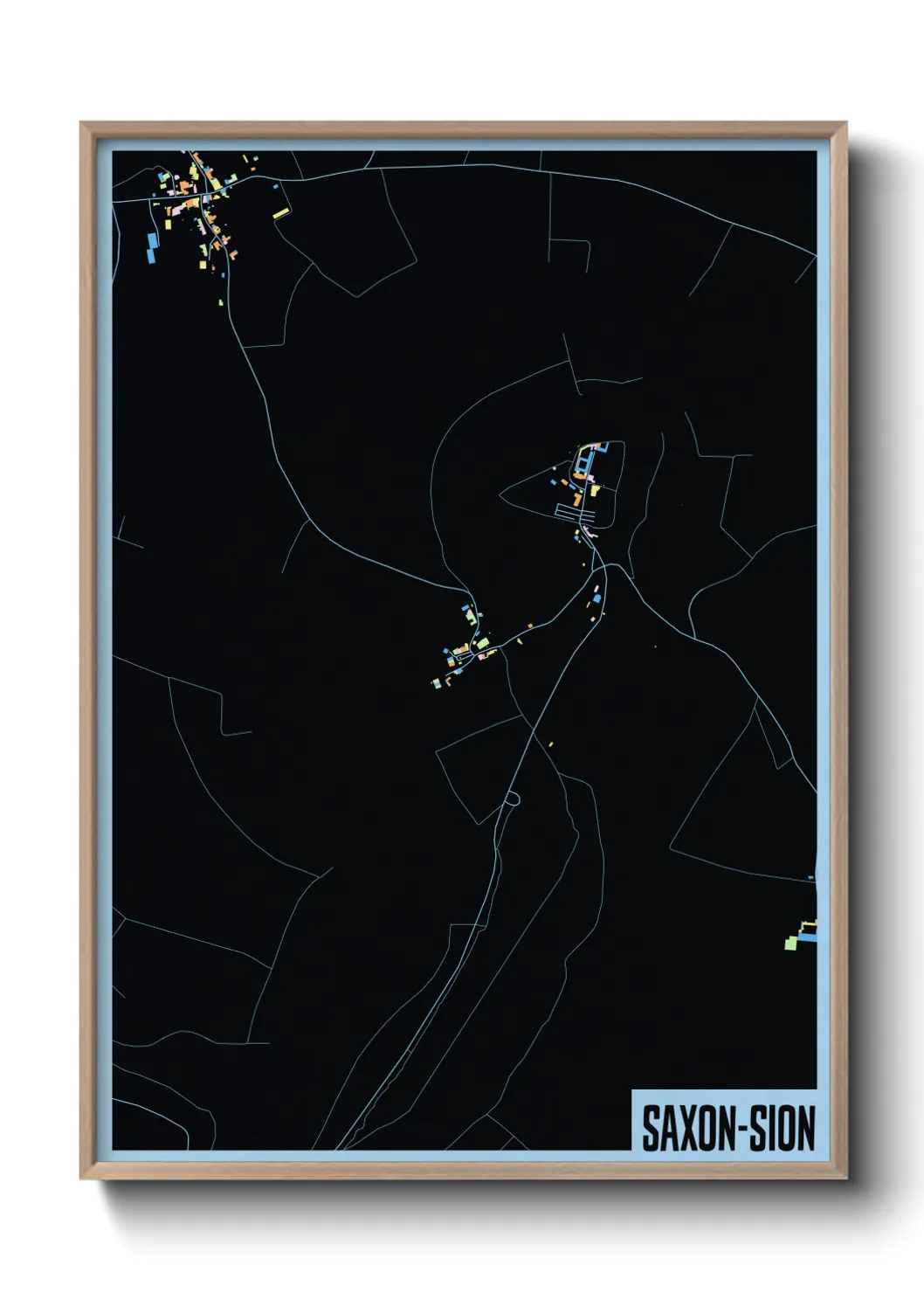 Une affiche de carte sur Saxon-Sion