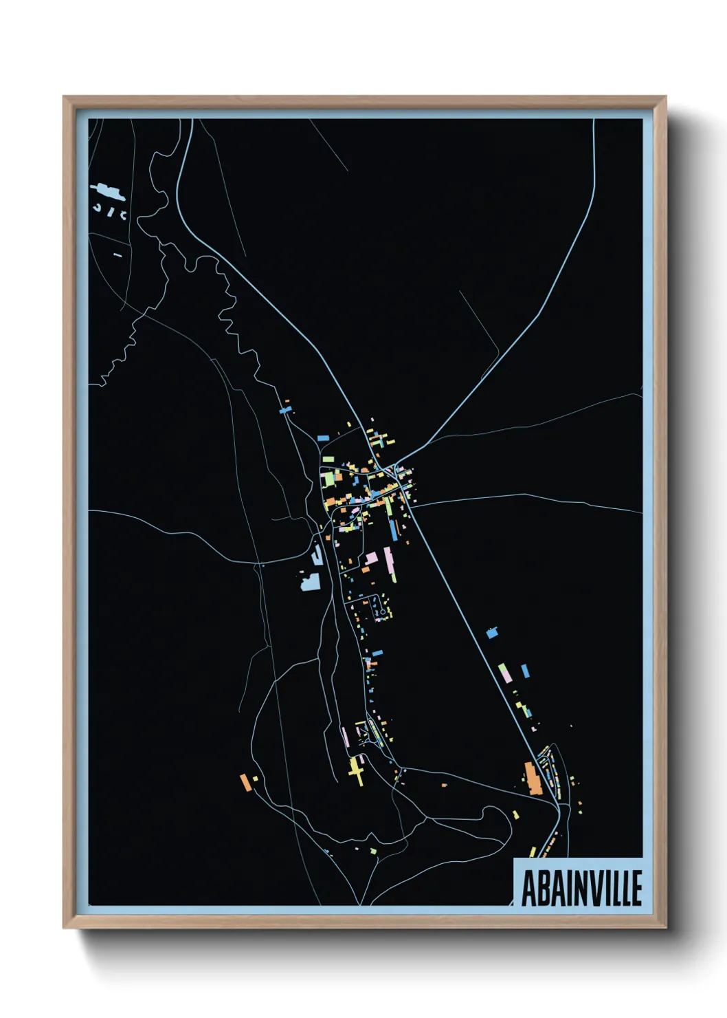 Une affiche de carte sur Abainville