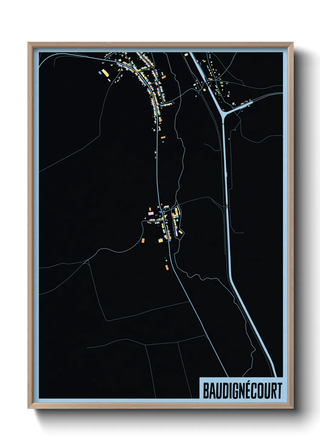 Une affiche de carte sur Baudignécourt