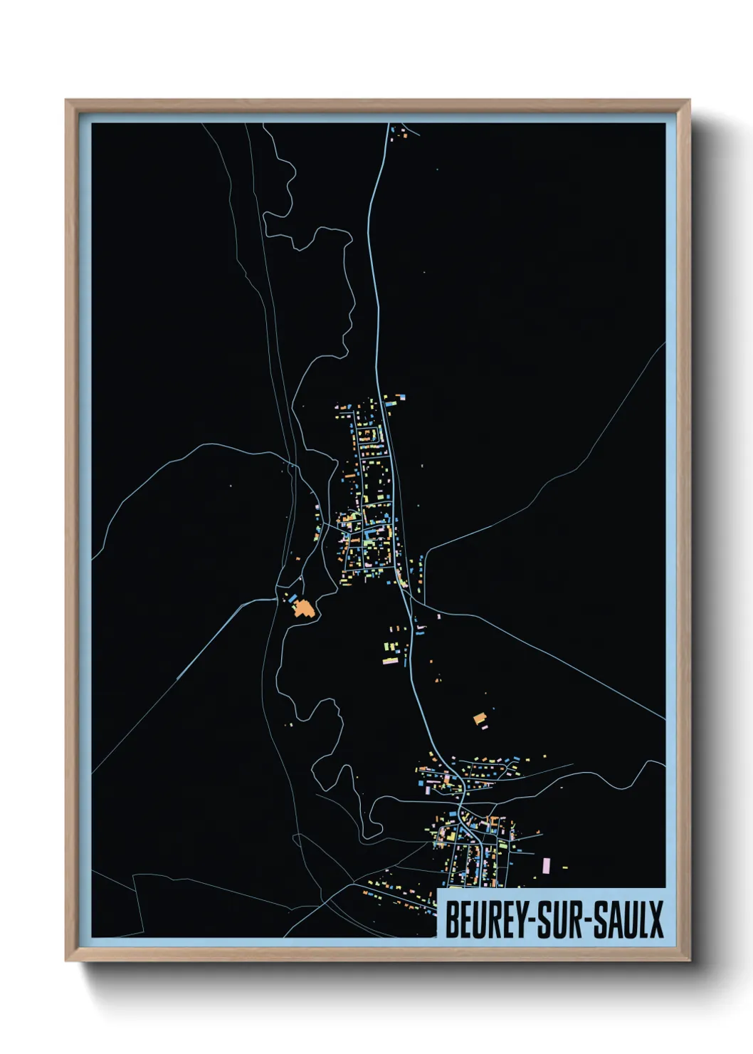 Une affiche de carte sur Beurey-sur-Saulx