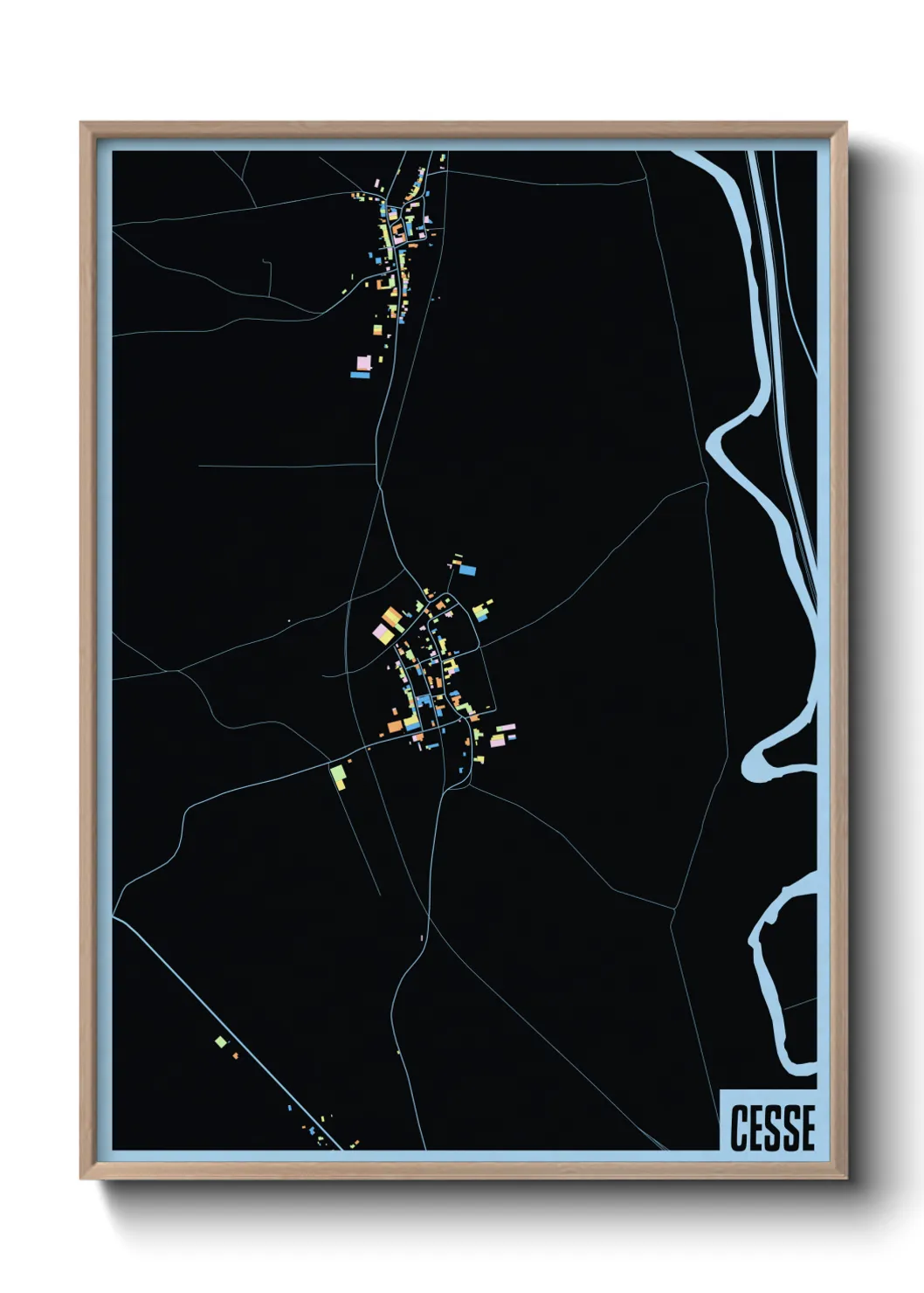 Une affiche de carte sur Cesse