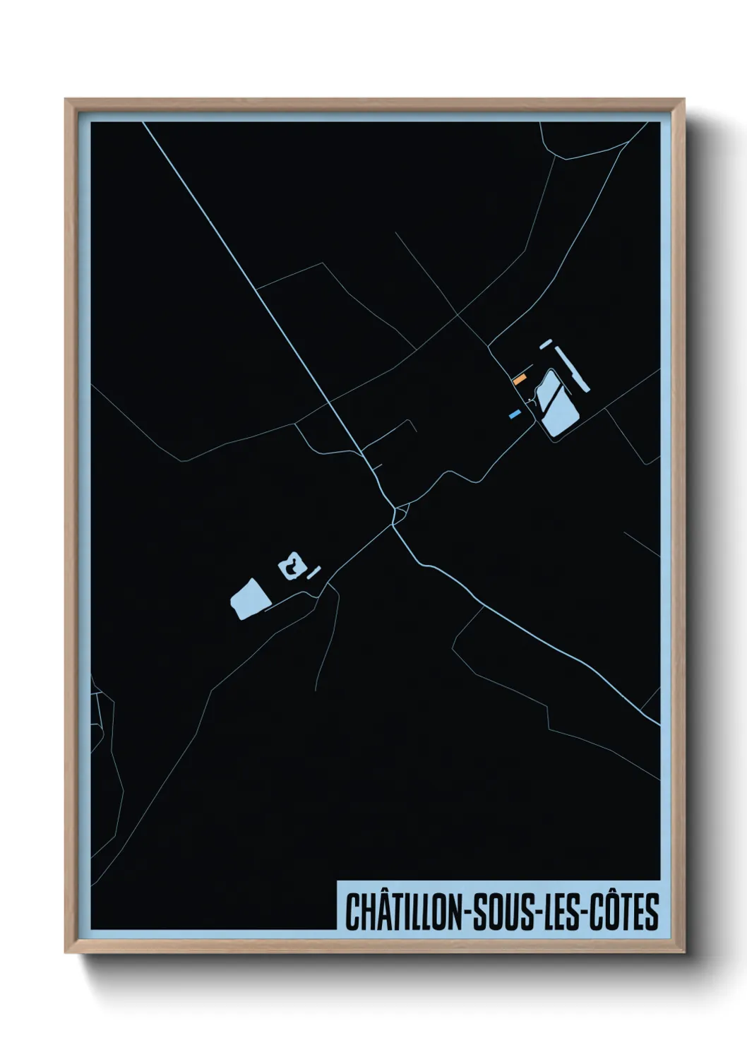 Une affiche de carte sur Châtillon-sous-les-Côtes