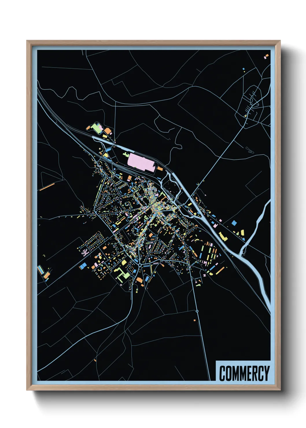 Une affiche de carte sur Commercy