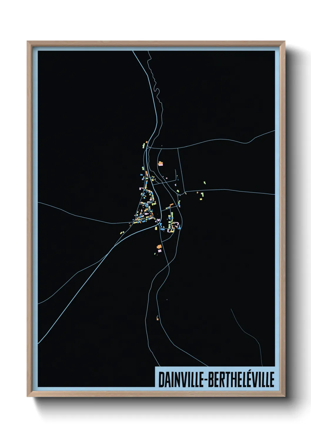 Une affiche de carte sur Dainville-Bertheléville