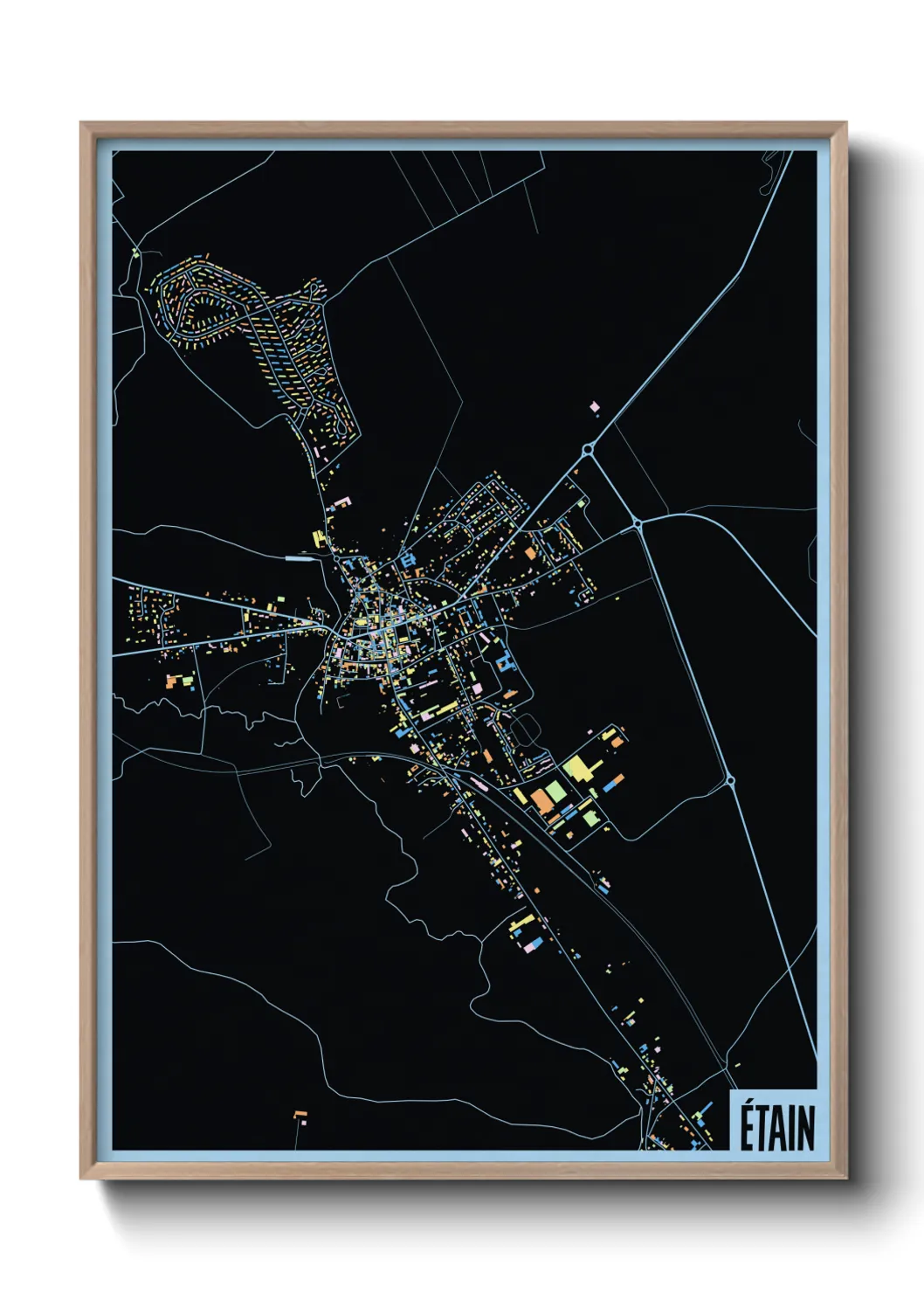 Une affiche de carte sur Étain