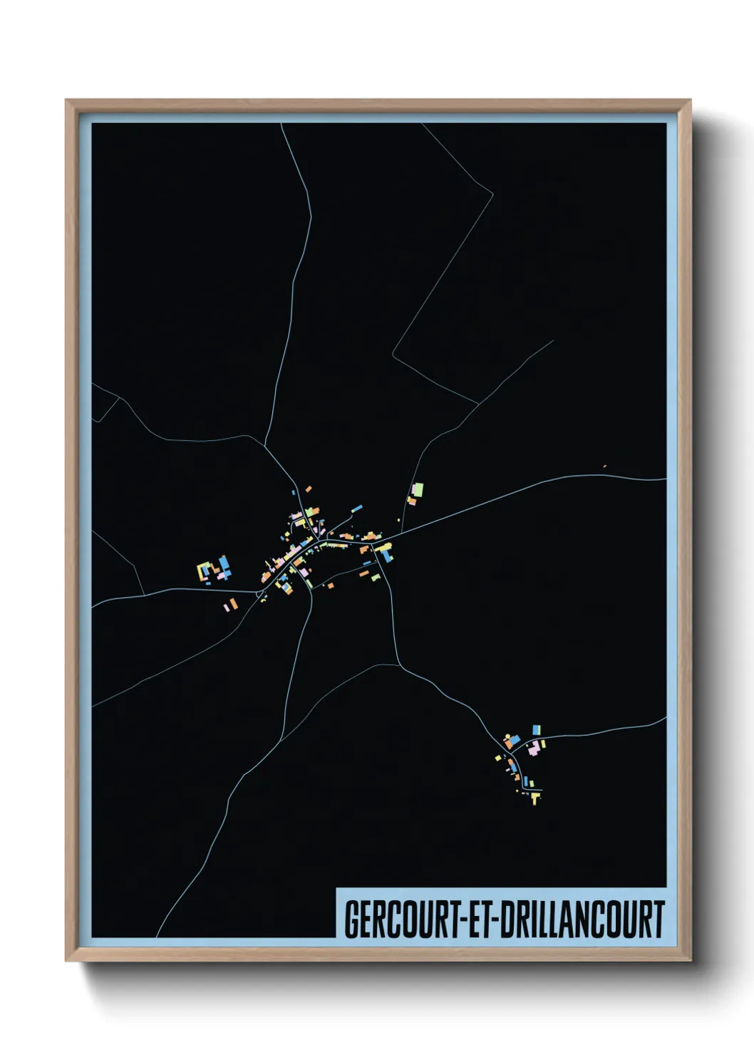 Une affiche de carte sur Gercourt-et-Drillancourt