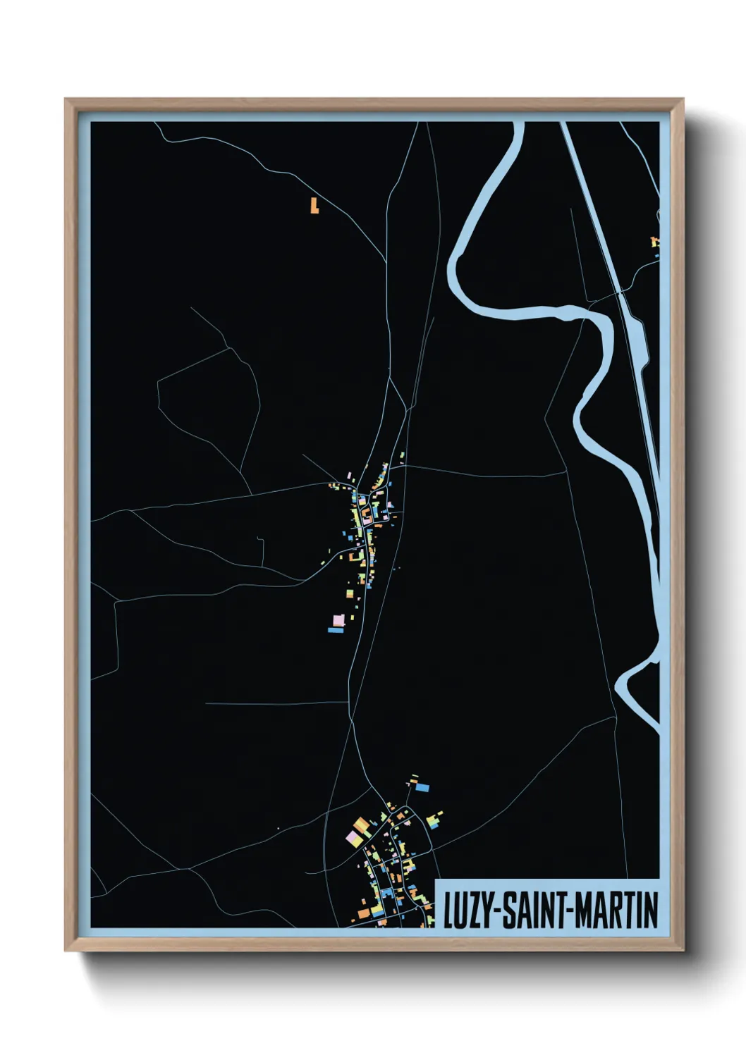 Une affiche de carte sur Luzy-Saint-Martin