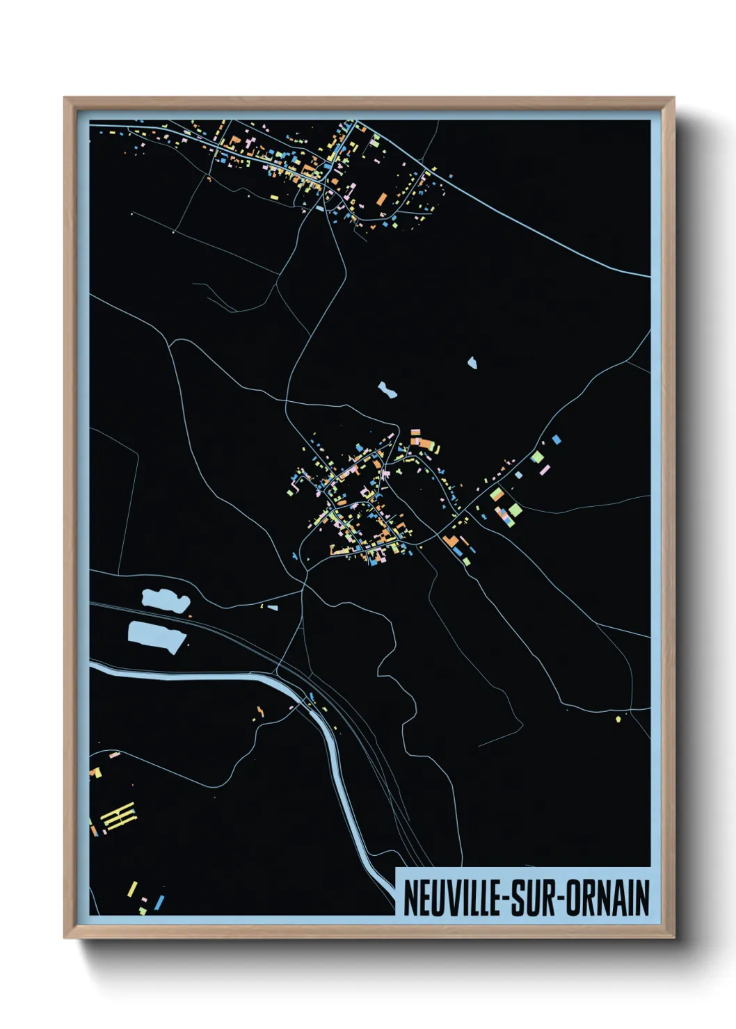 Une affiche de carte sur Neuville-sur-Ornain