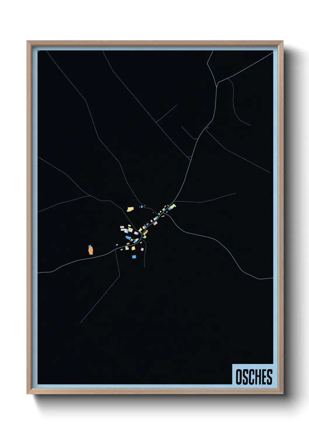 Une affiche de carte sur Osches