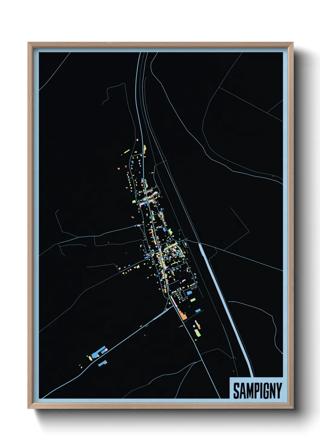 Une affiche de carte sur Sampigny