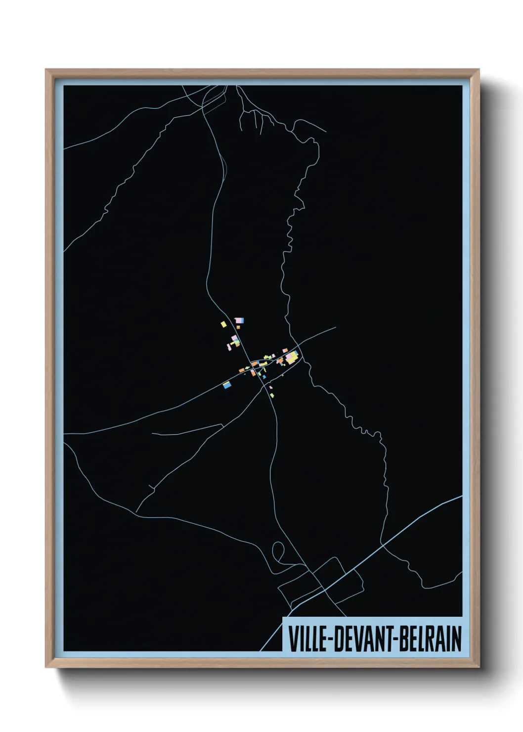 Une affiche de carte sur Ville-devant-Belrain