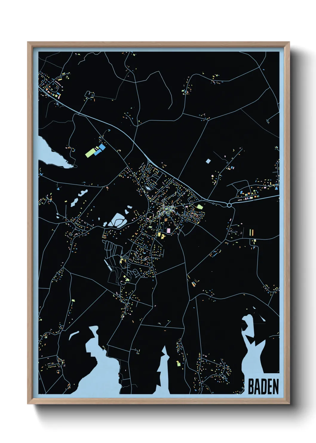 Une affiche de carte sur Baden