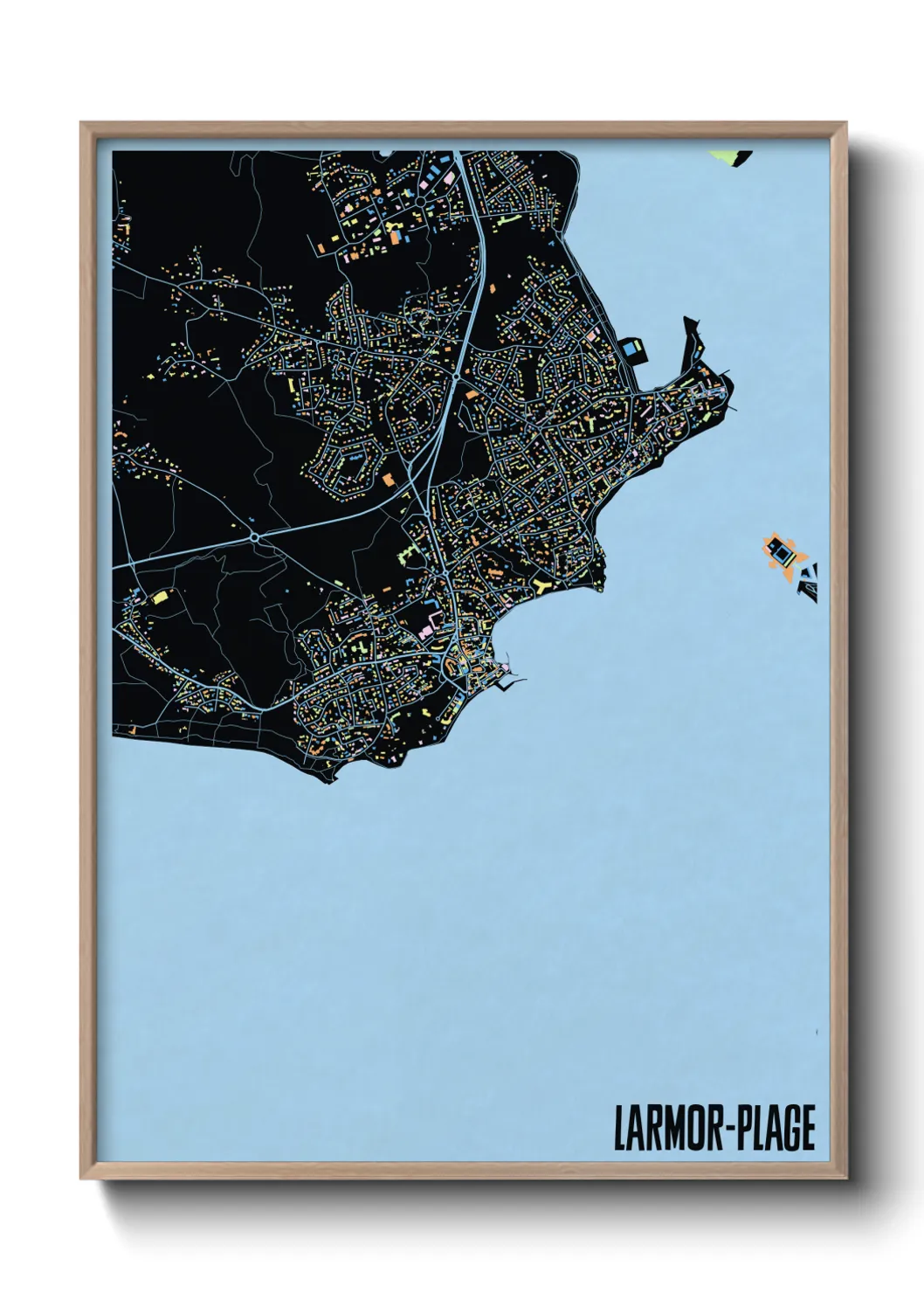 Une affiche de carte sur Larmor-Plage