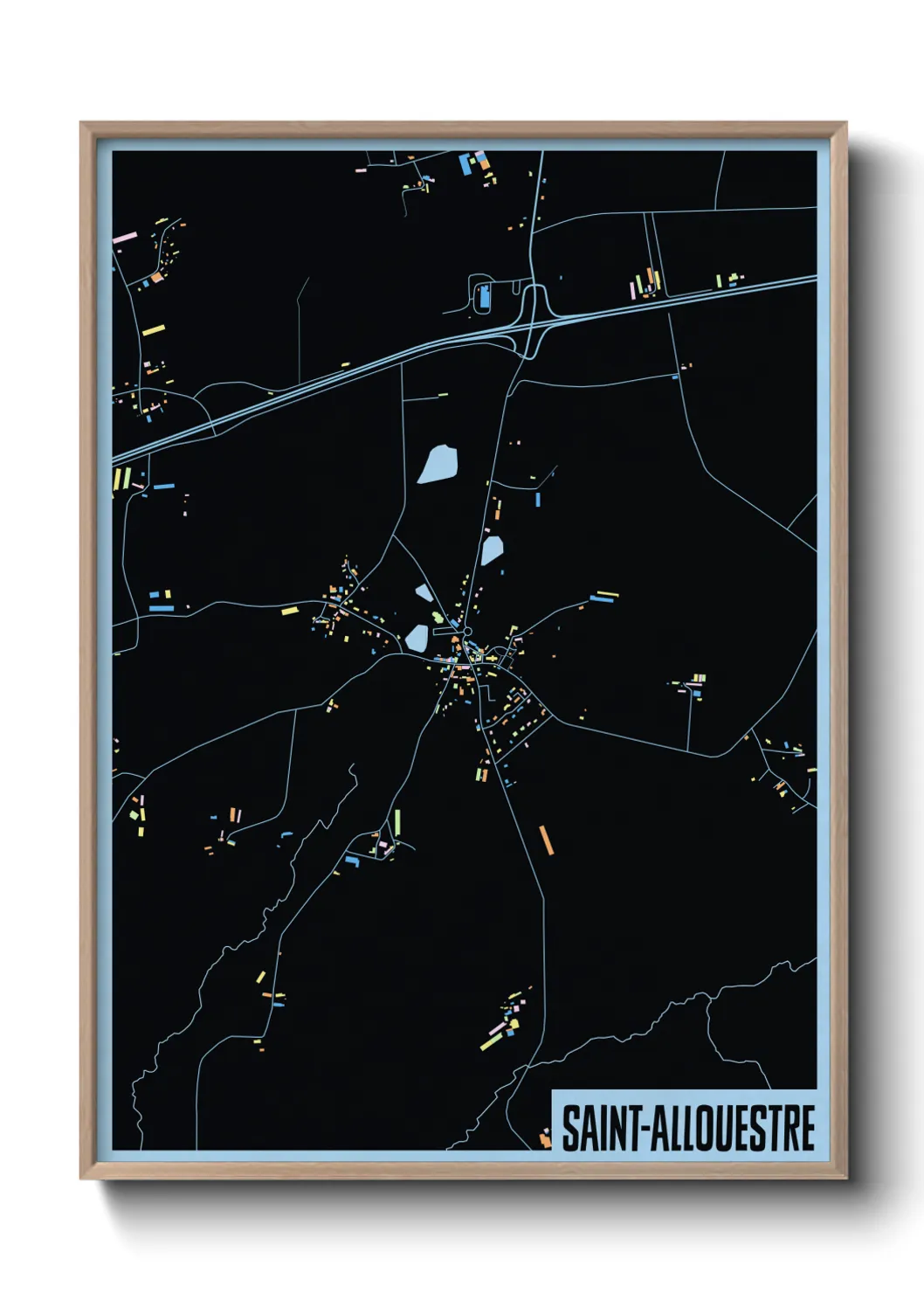 Une affiche de carte sur Saint-Allouestre