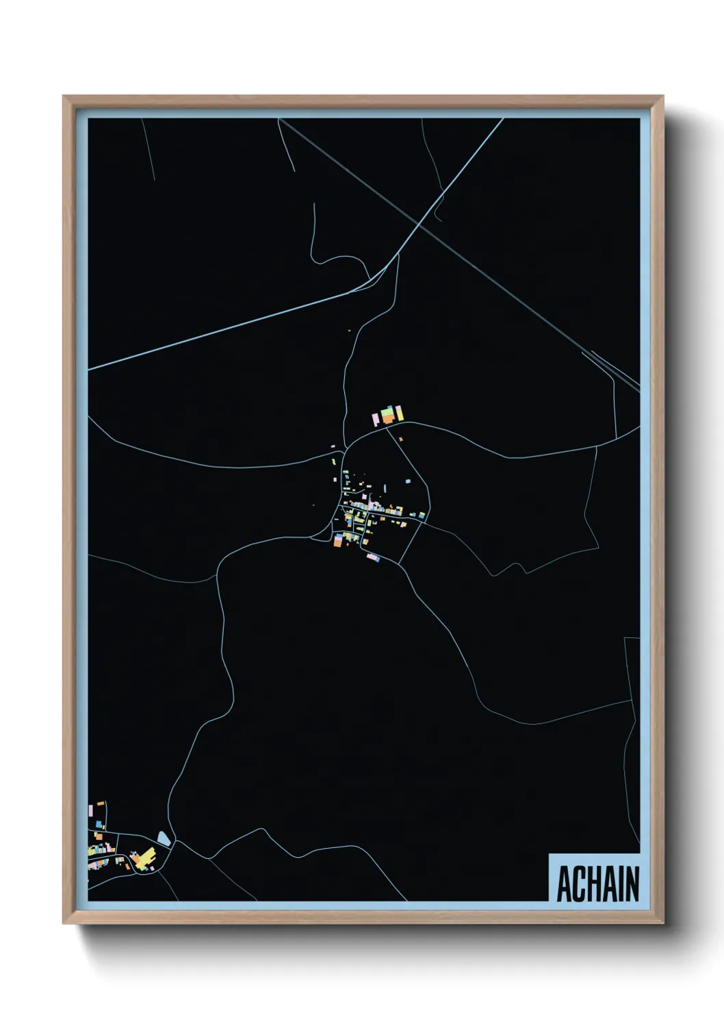 Une affiche de carte sur Achain