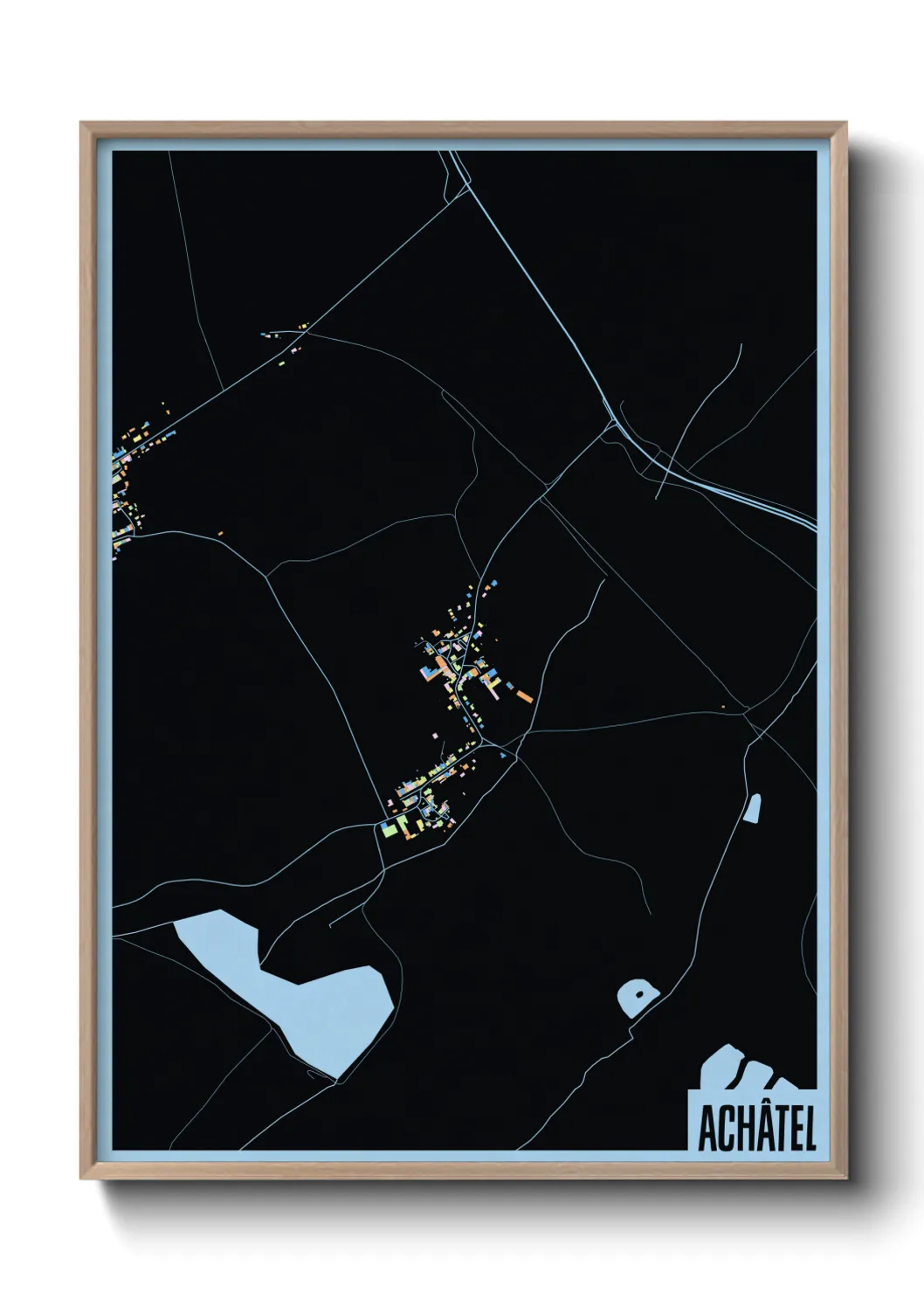 Une affiche de carte sur Achâtel