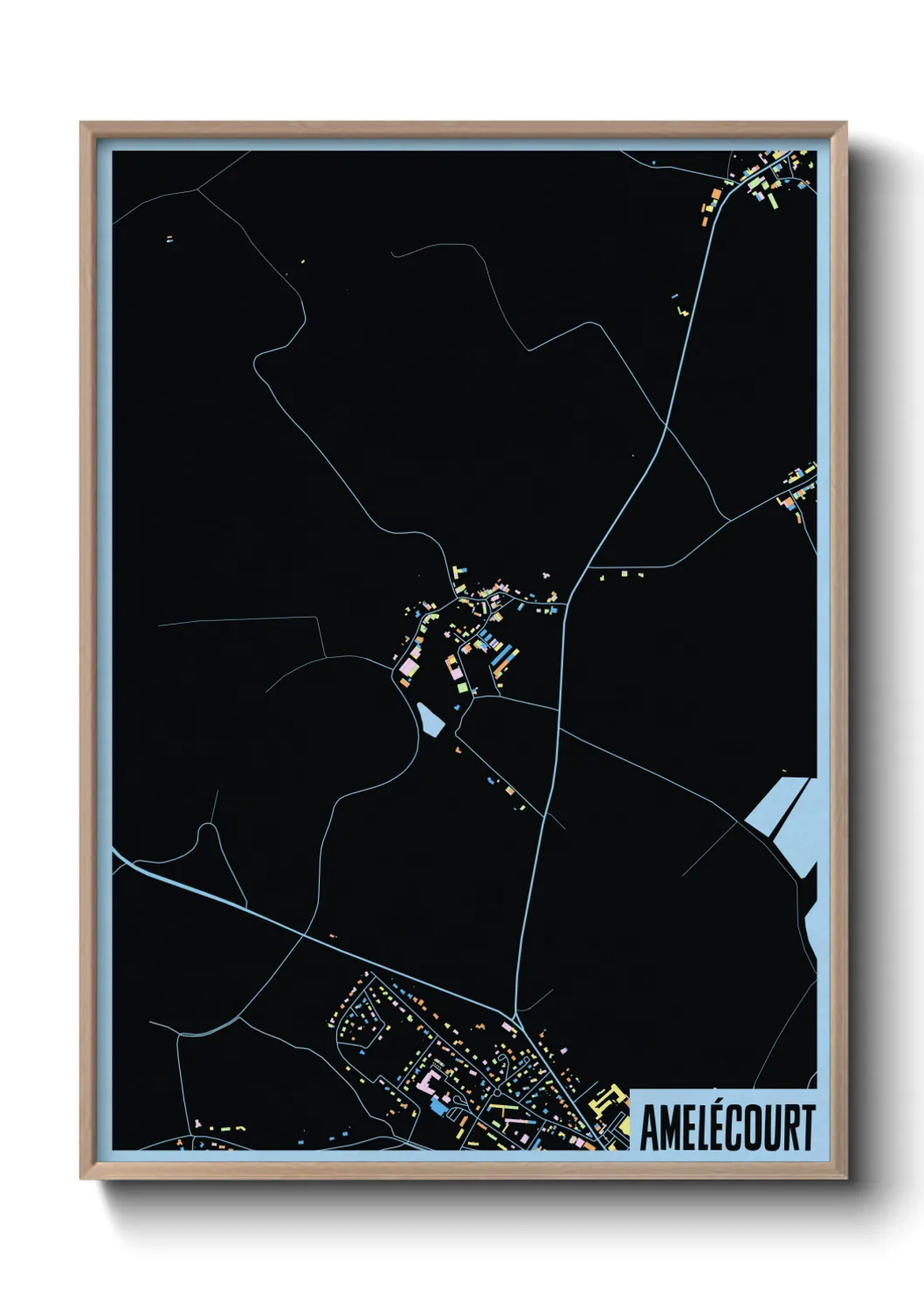 Une affiche de carte sur Amelécourt