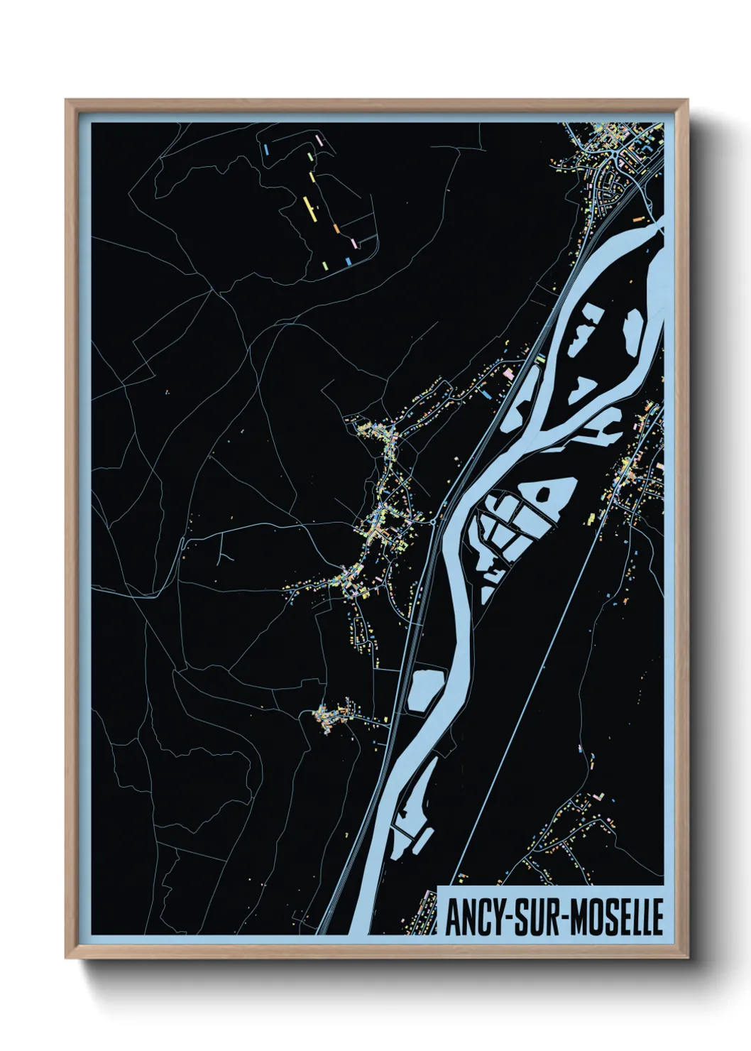 Une affiche de carte sur Ancy-sur-Moselle