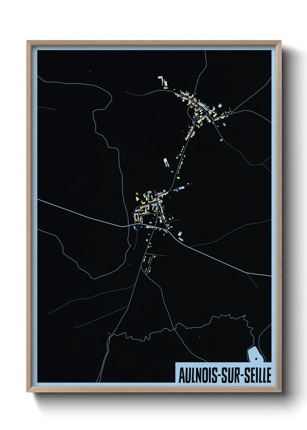 Une affiche de carte sur Aulnois-sur-Seille