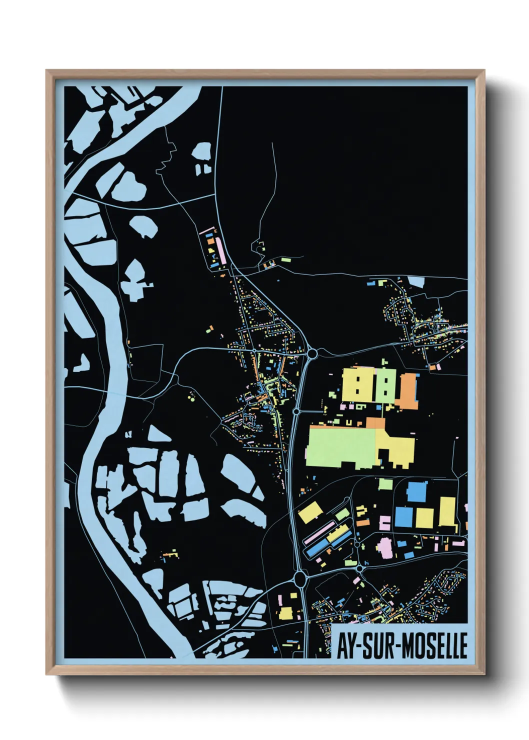 Une affiche de carte sur Ay-sur-Moselle