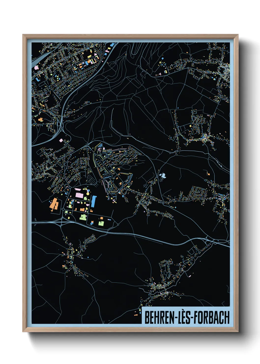 Une affiche de carte sur Behren-lès-Forbach