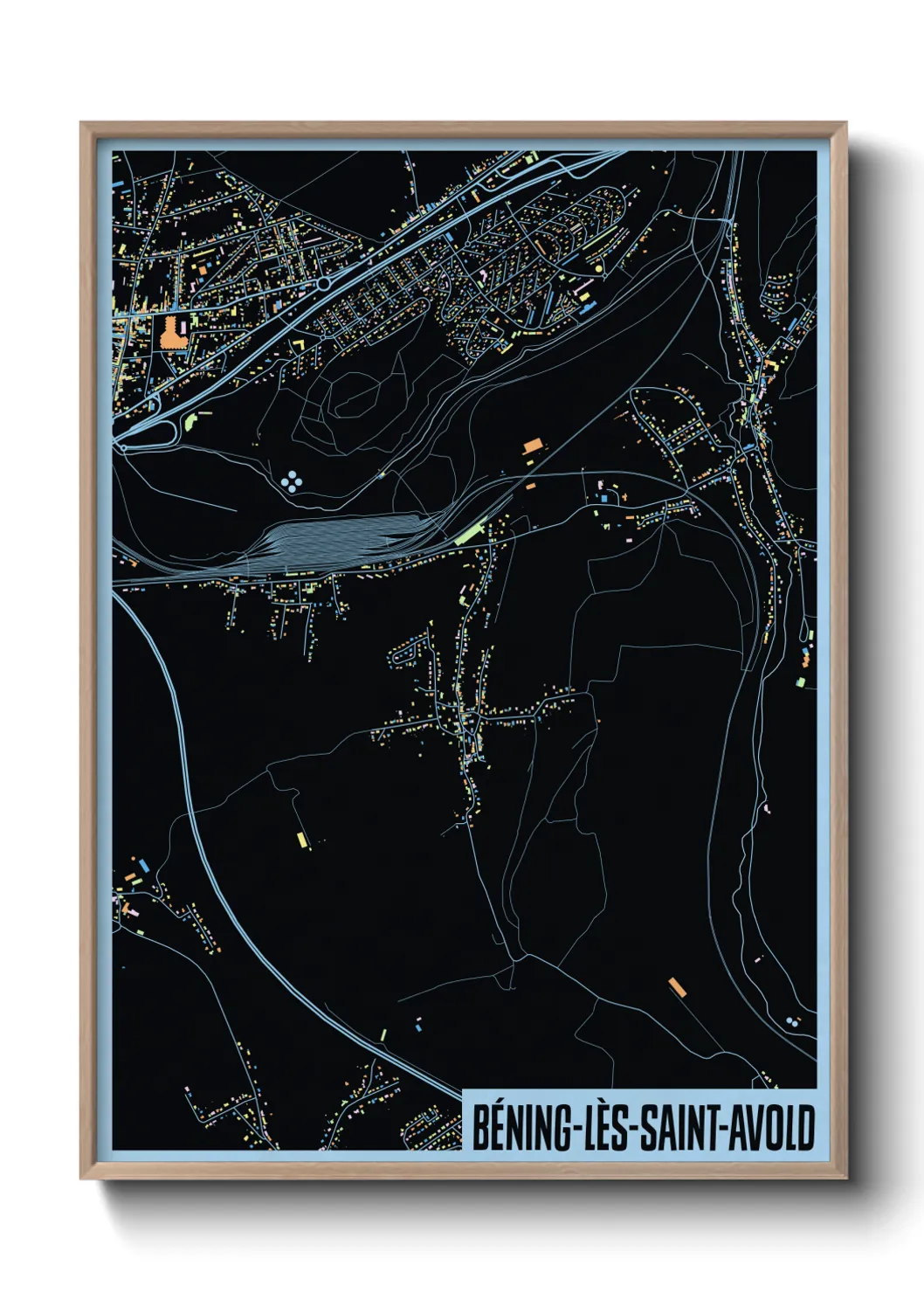 Une affiche de carte sur Béning-lès-Saint-Avold