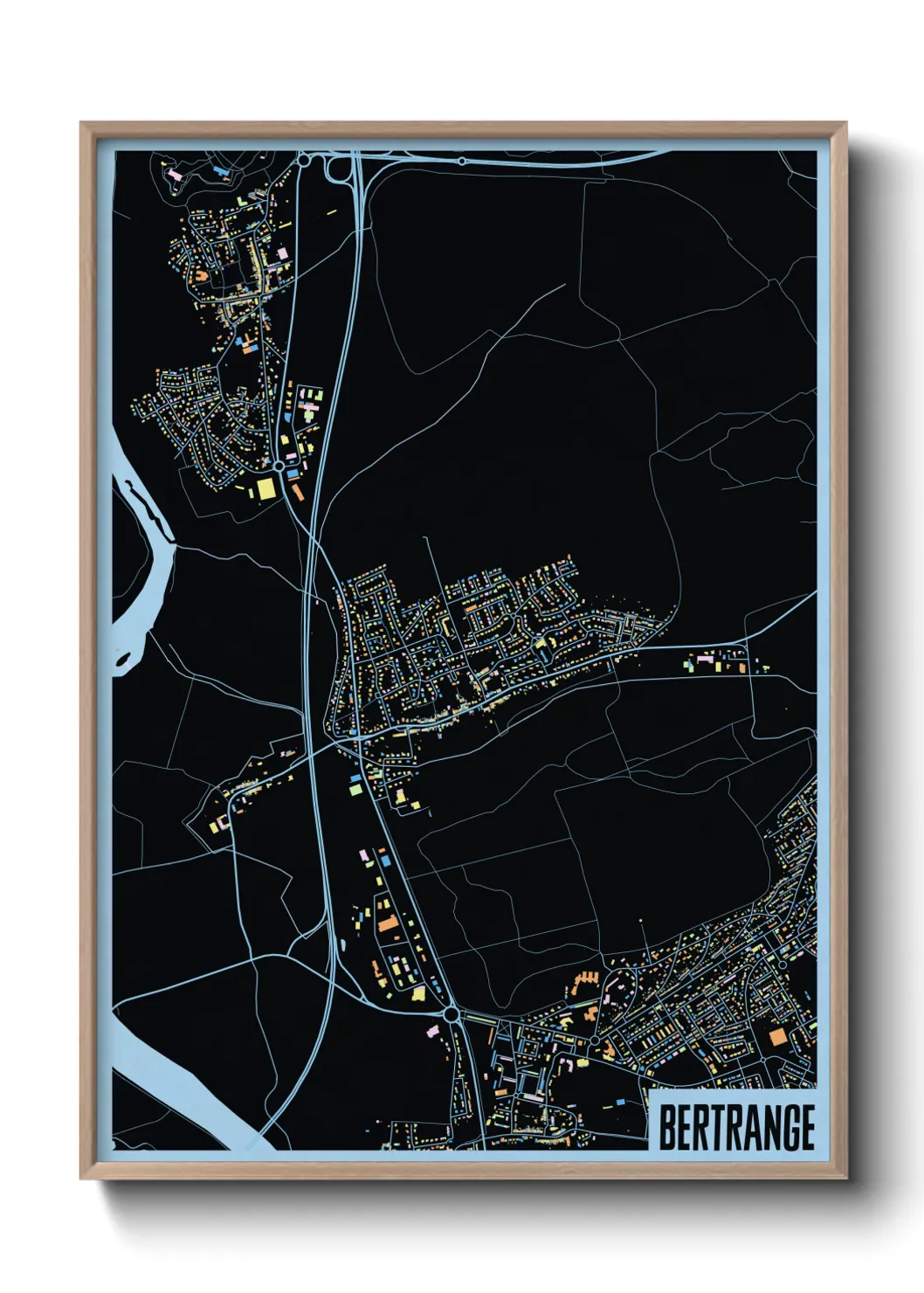 Une affiche de carte sur Bertrange