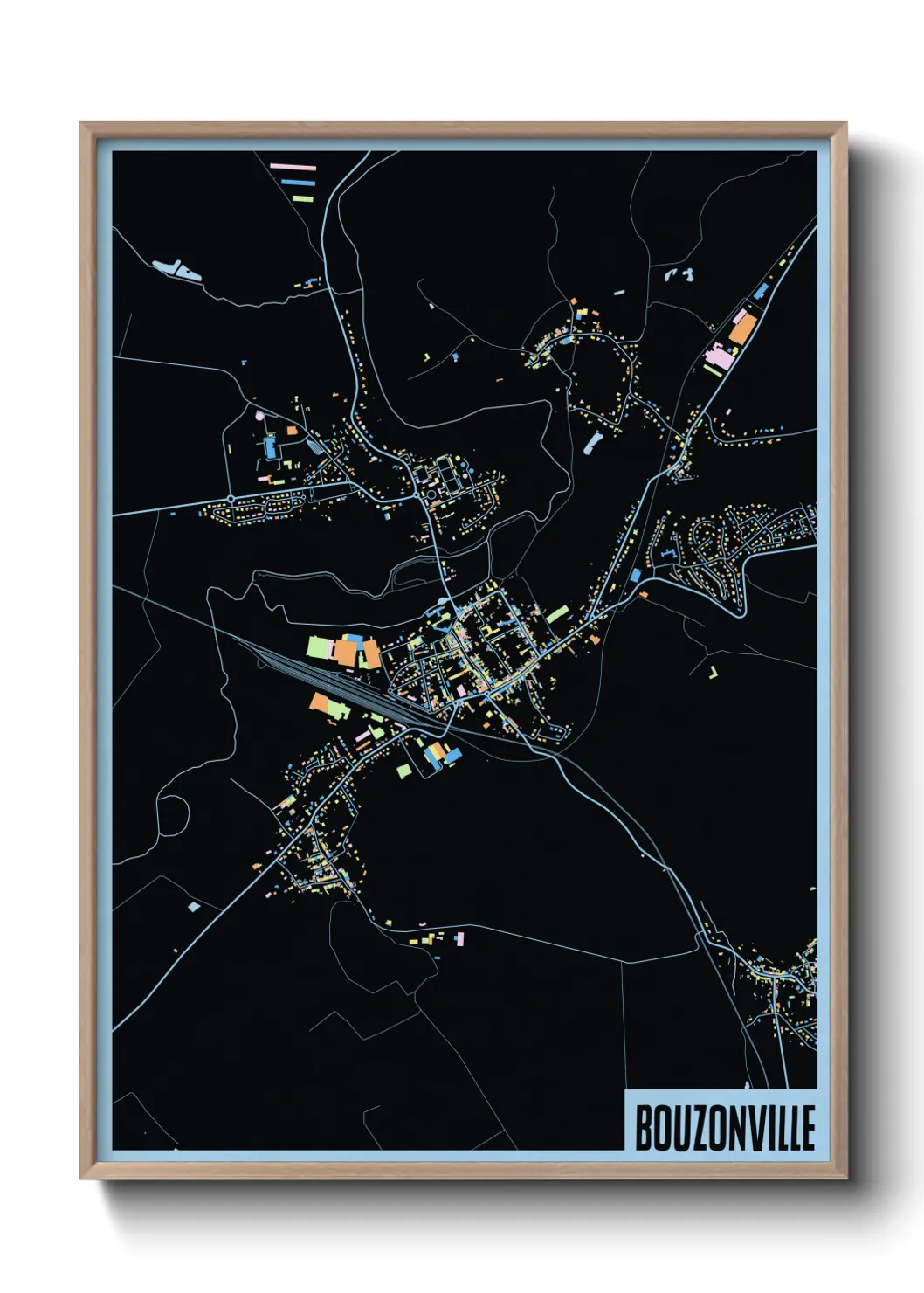 Une affiche de carte sur Bouzonville