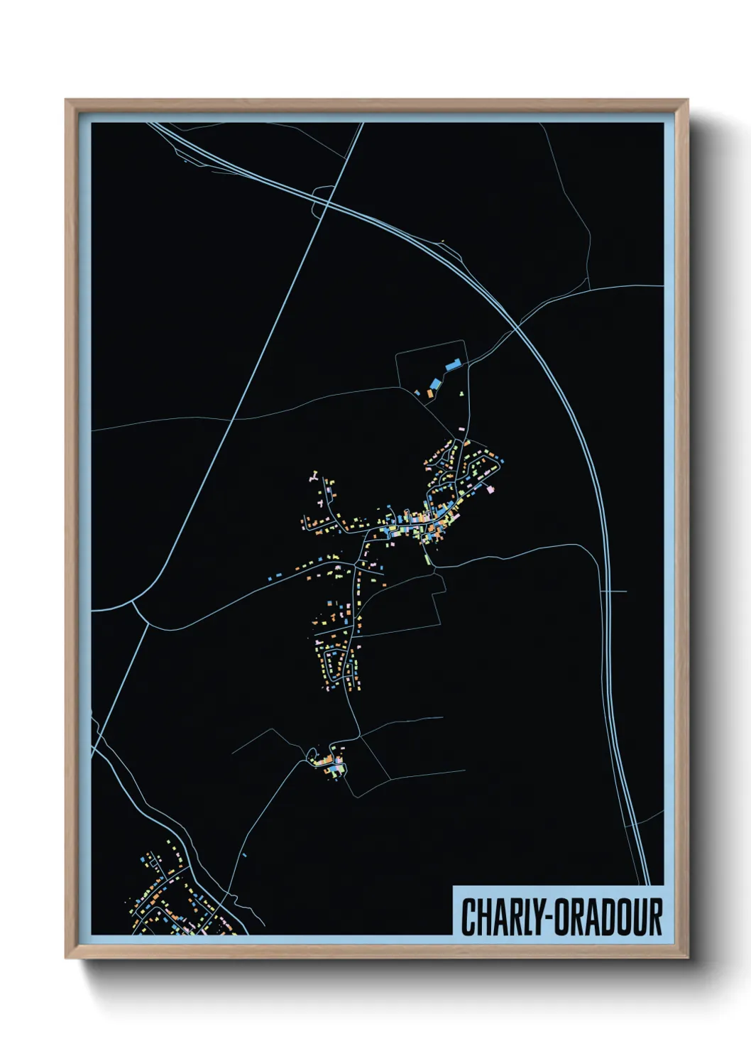 Une affiche de carte sur Charly-Oradour