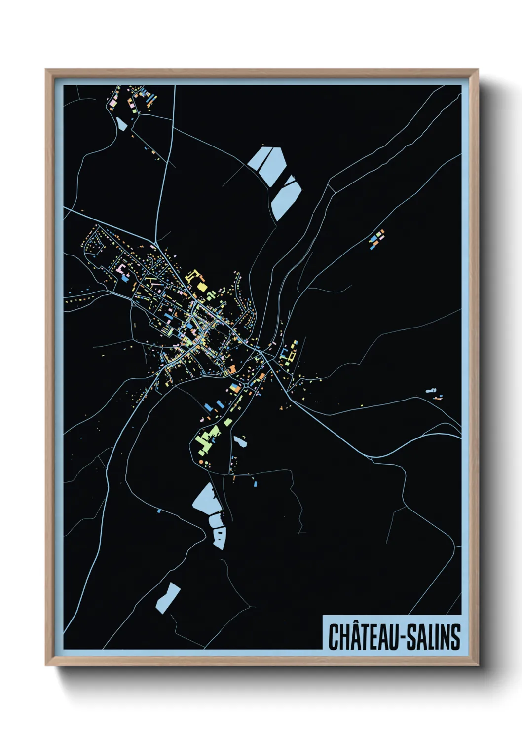 Une affiche de carte sur Château-Salins