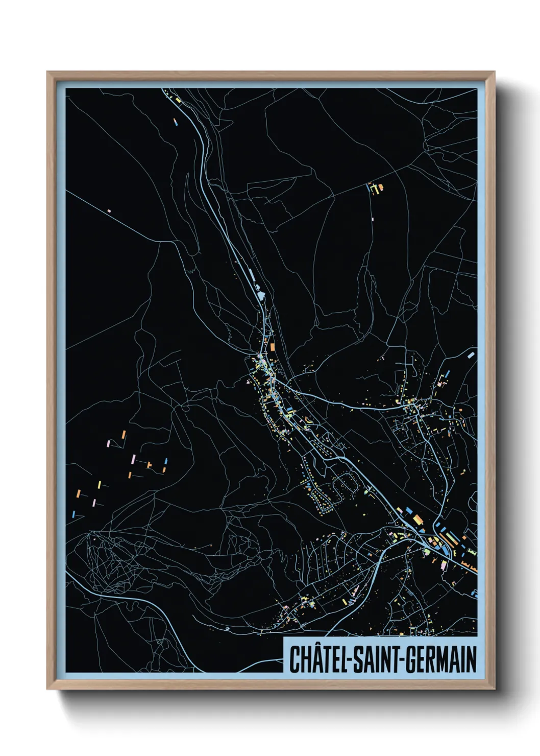 Une affiche de carte sur Châtel-Saint-Germain