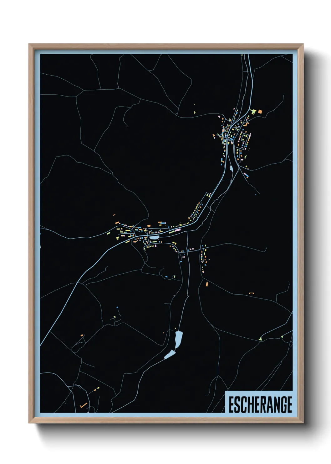 Une affiche de carte sur Escherange