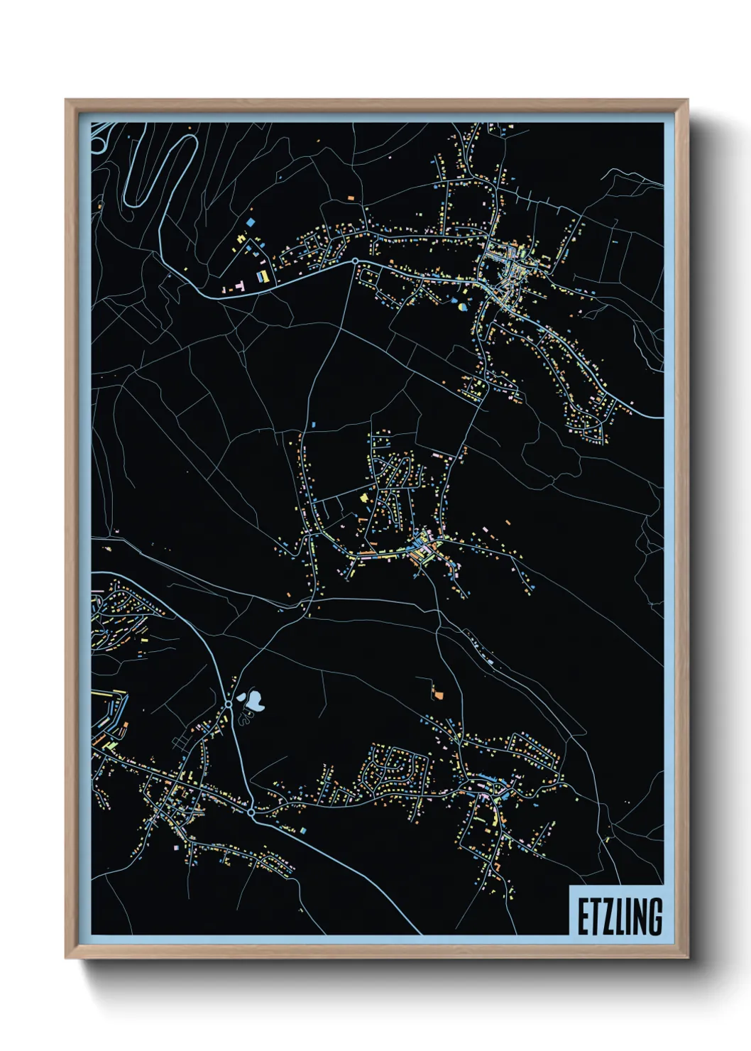 Une affiche de carte sur Etzling