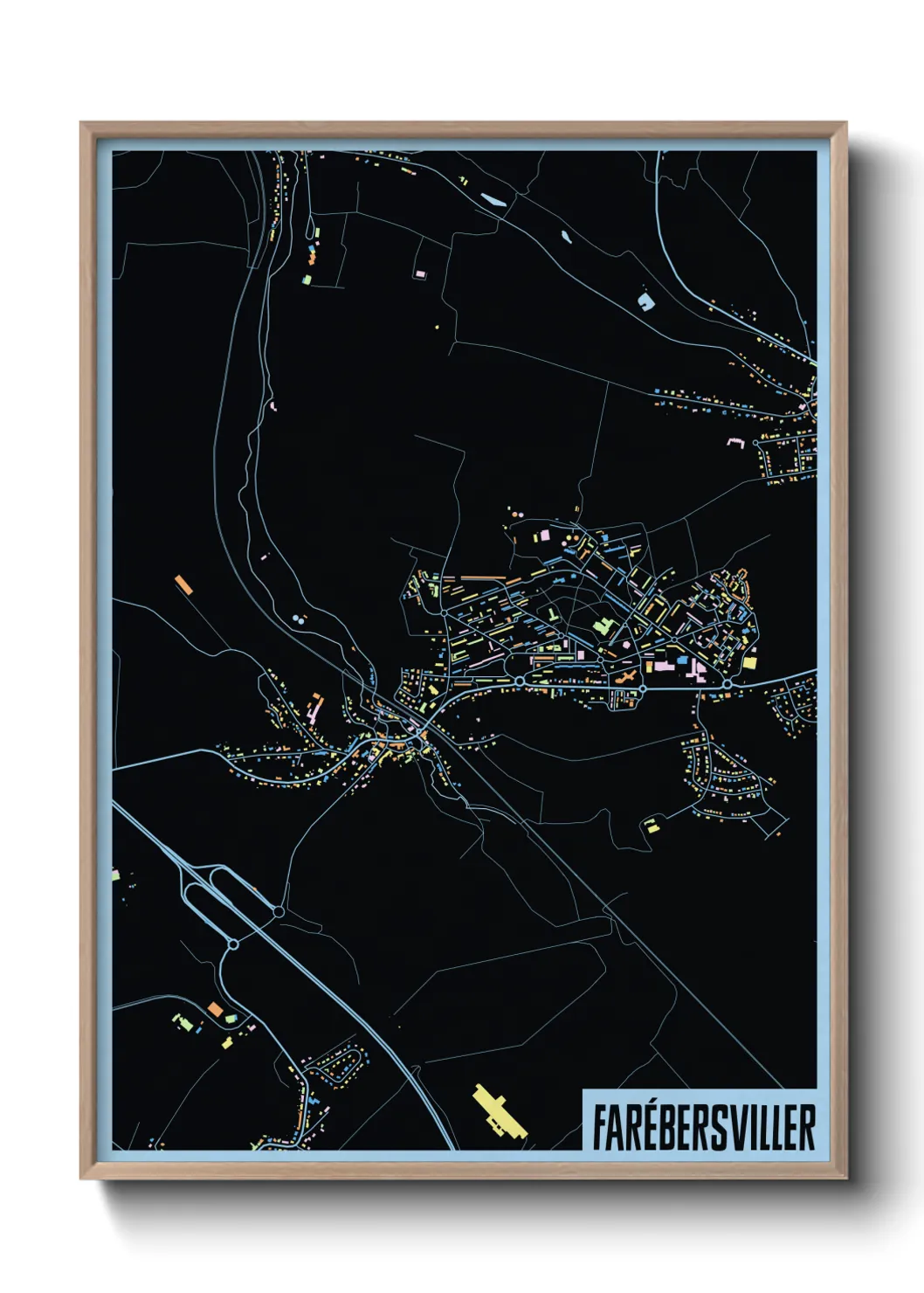 Une affiche de carte sur Farébersviller