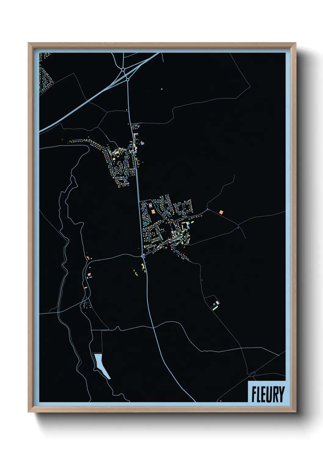 Une affiche de carte sur Fleury