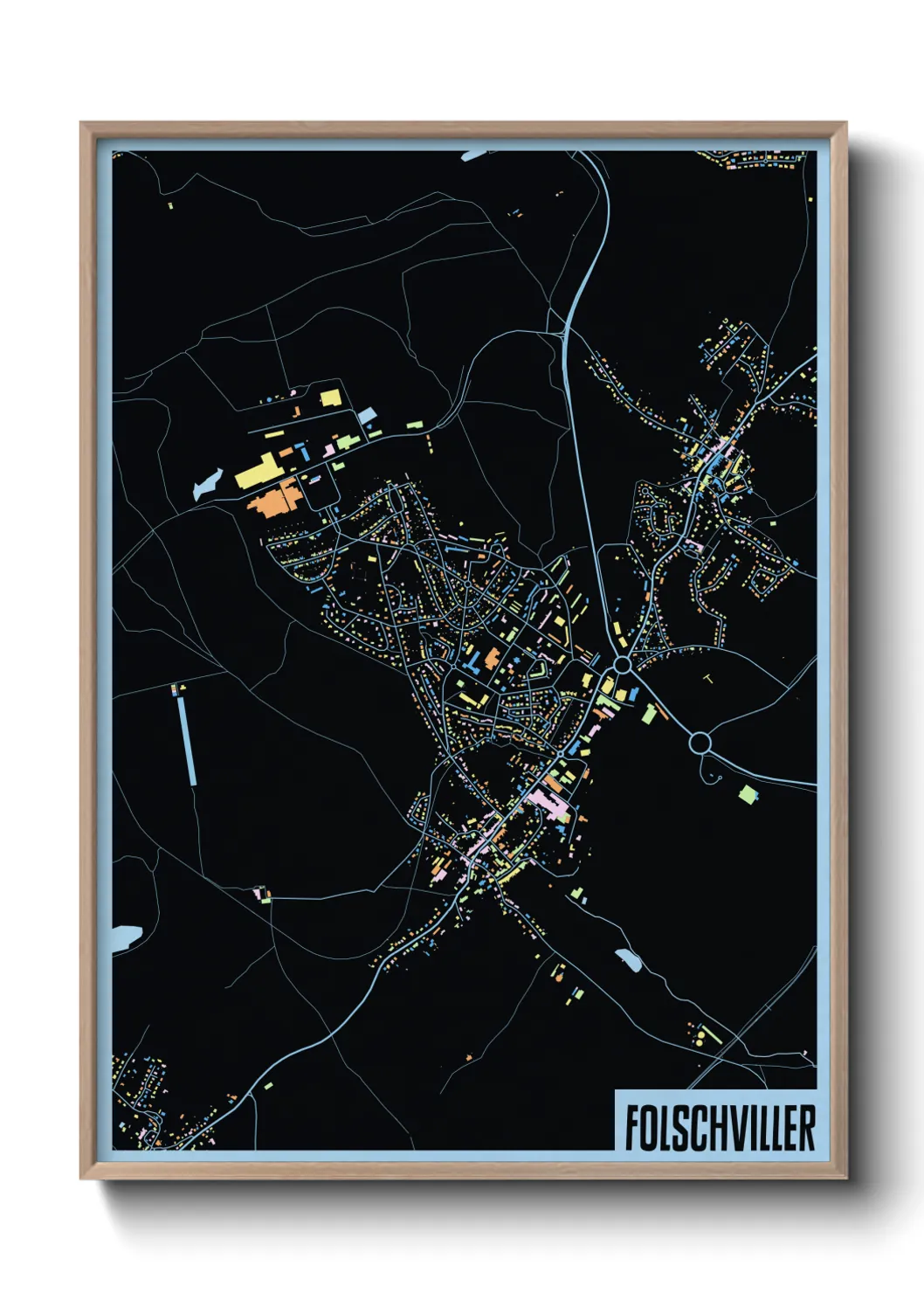 Une affiche de carte sur Folschviller