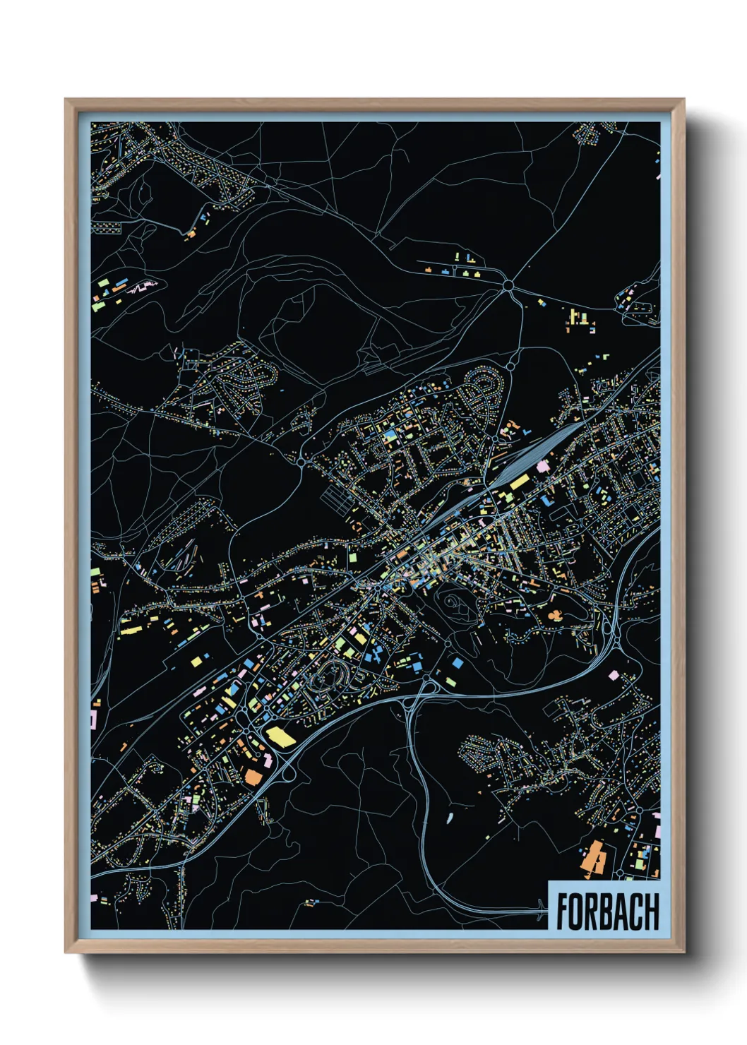 Une affiche de carte sur Forbach