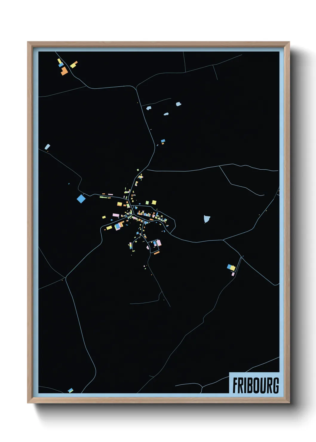 Une affiche de carte sur Fribourg