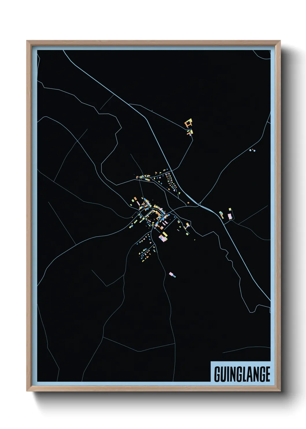 Une affiche de carte sur Guinglange