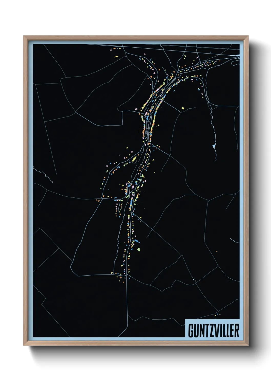 Une affiche de carte sur Guntzviller