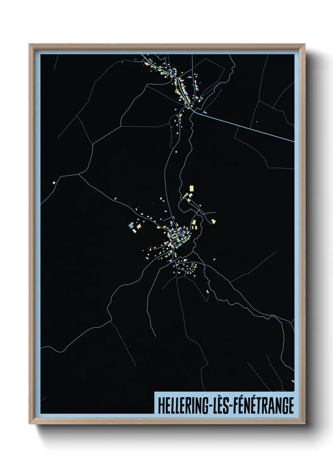 Une affiche de carte sur Hellering-lès-Fénétrange