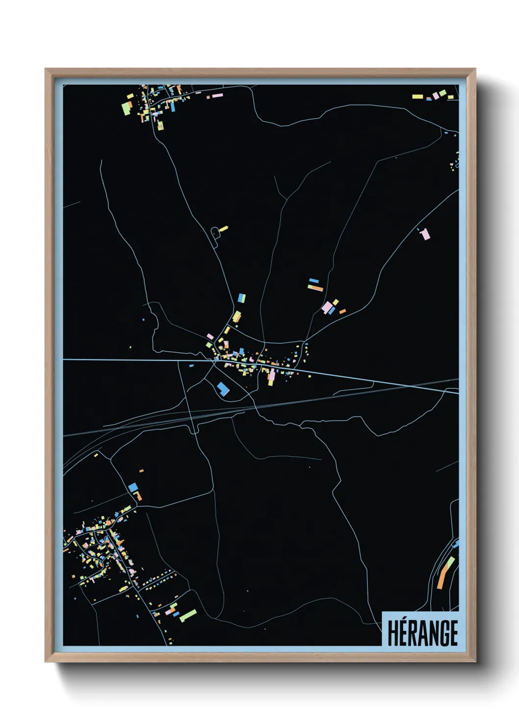 Une affiche de carte sur Hérange