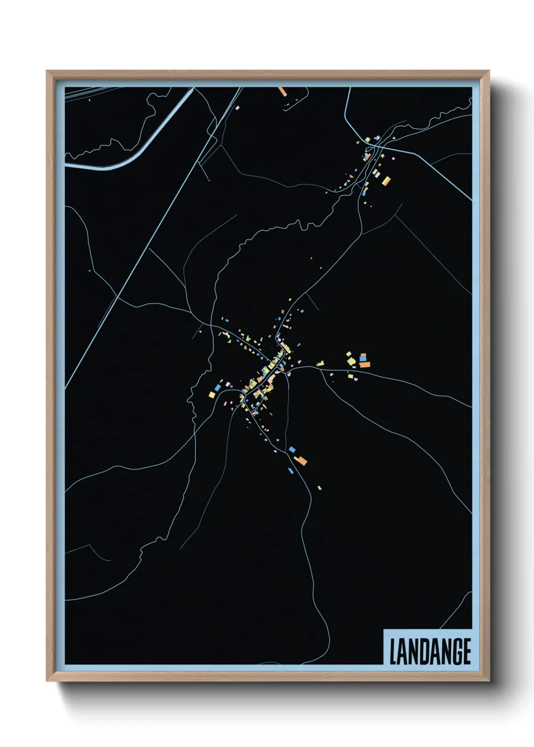 Une affiche de carte sur Landange