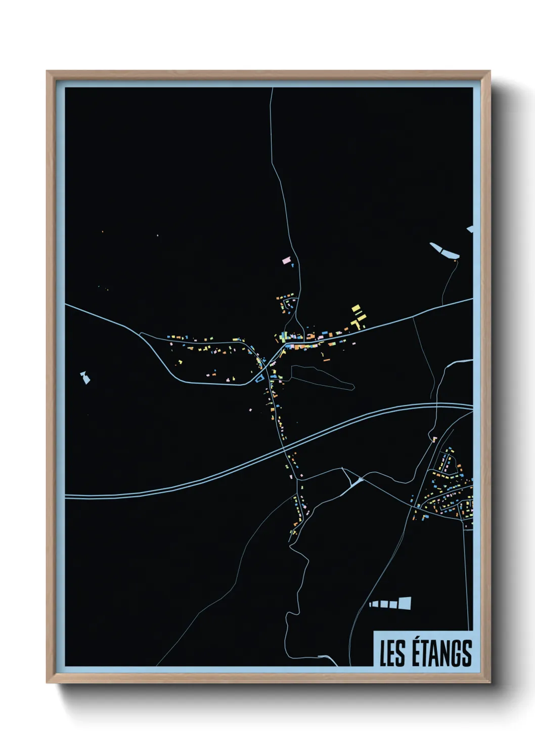 Une affiche de carte sur Les Étangs