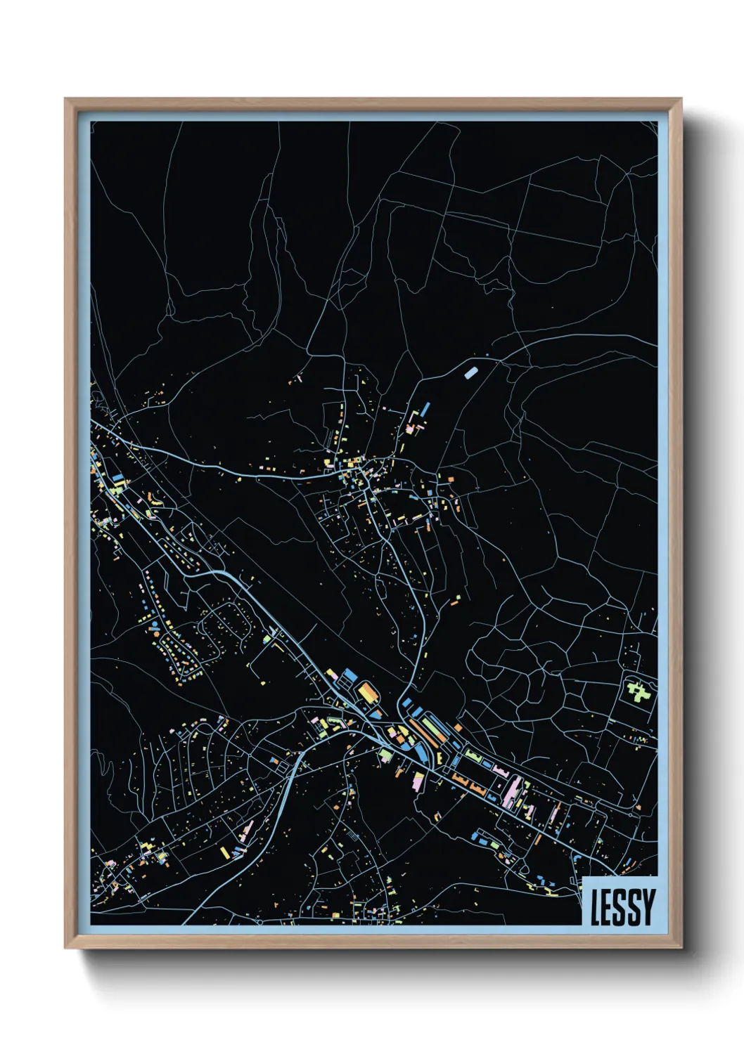 Une affiche de carte sur Lessy